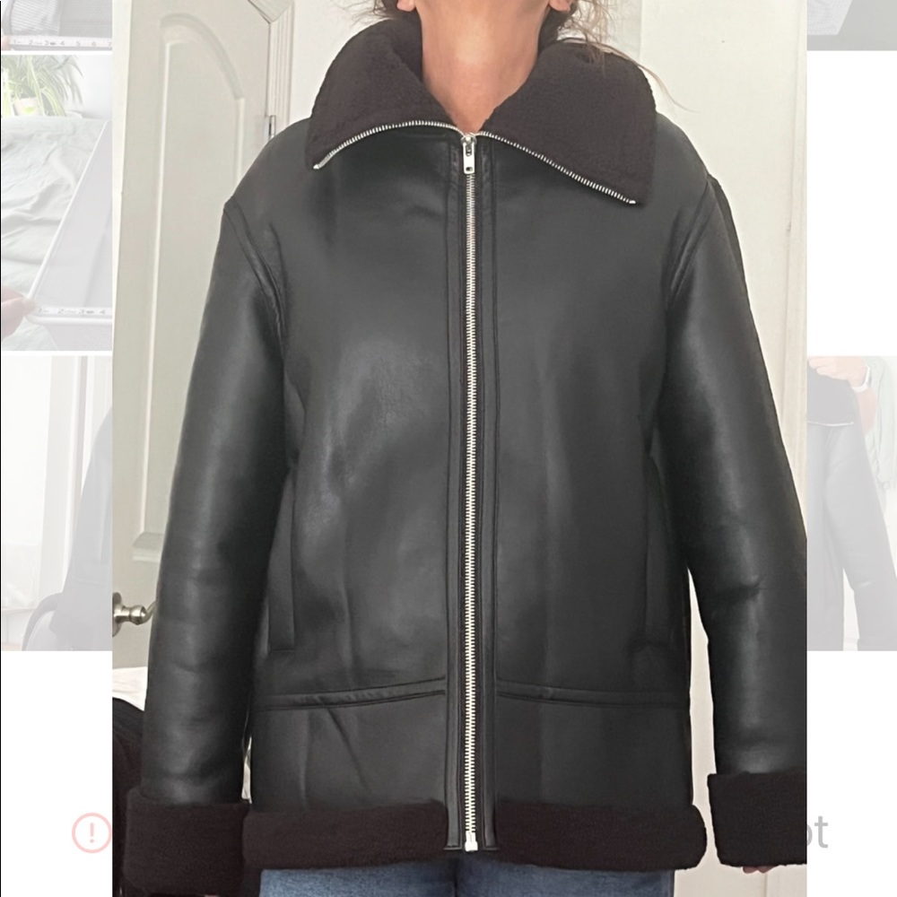 ASOS Faux Leather and Sherpa Fleece Interior and Collar.